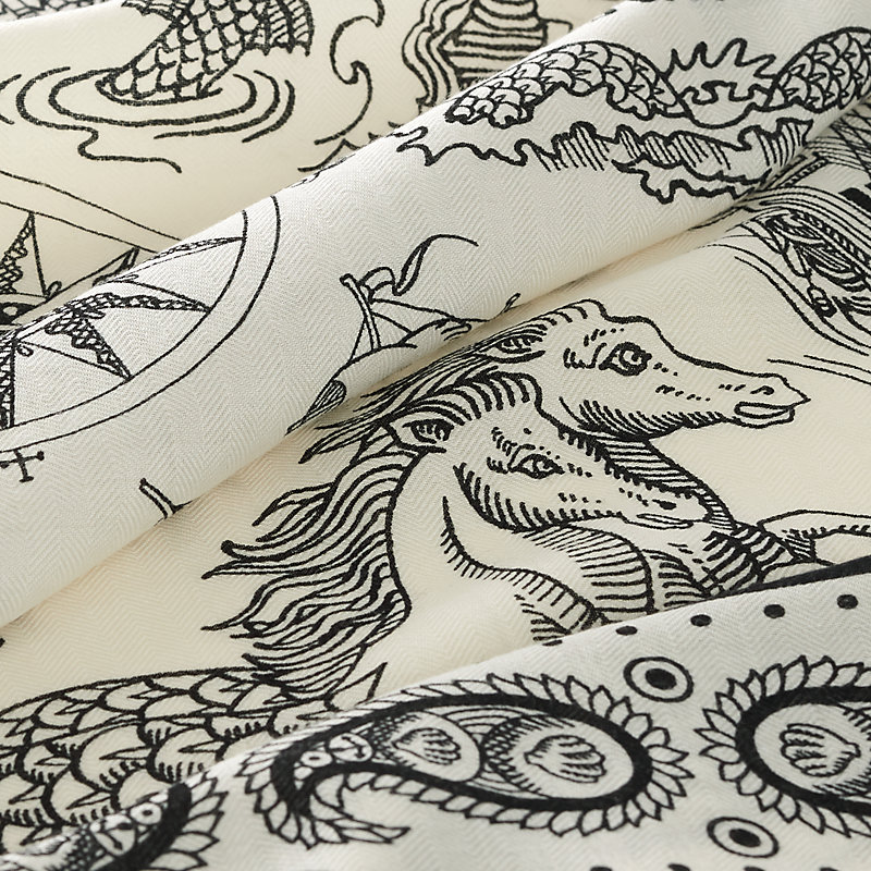 Xale 140 Tatouages Marins Bandana - Branco | Hermès Brasil